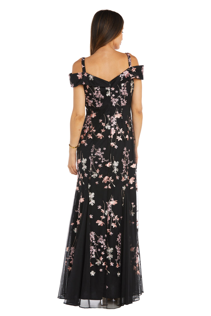 Dainty Floral Embroidered off The Shoulder Gown
