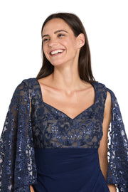 Patterned Sequin Capelet Dress