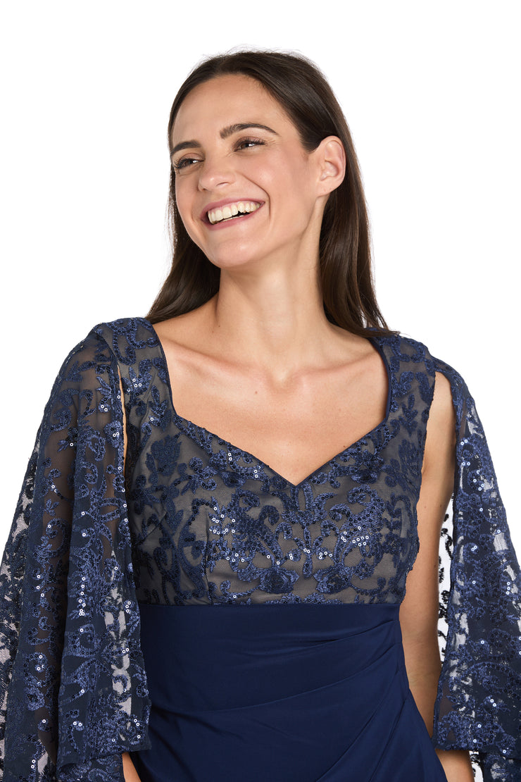 Patterned Sequin Capelet Dress