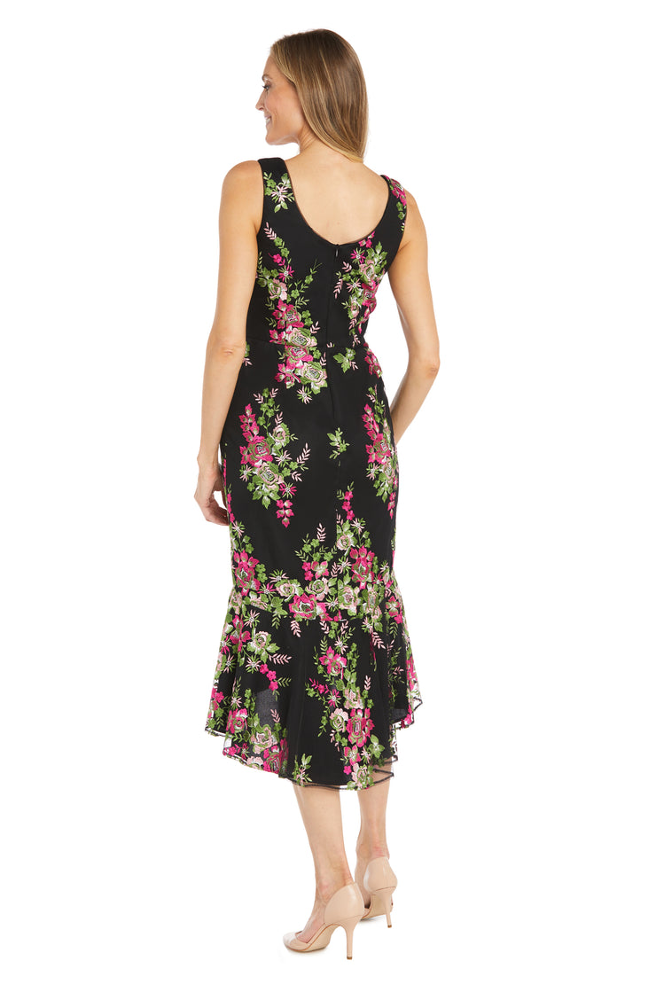 Floral Embroidered High-Low Tulip Dress