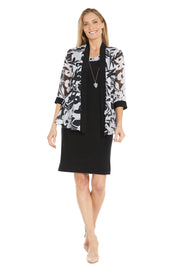 Black and White Pattern Printed Jacket Dress