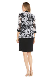 Black and White Pattern Printed Jacket Dress