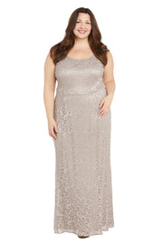 Long Glitter Lace Dress Matched with an Overlay Jacket and Rhinestone Buckle - Plus