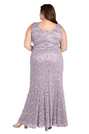 Long Glitter Lace Dress Matched with an Overlay Jacket and Rhinestone Buckle - Plus