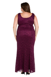 Long Glitter Lace Dress Matched with an Overlay Jacket and Rhinestone Buckle - Plus