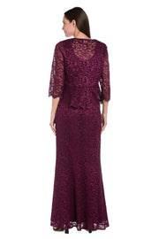 Long Glitter Lace Dress Matched with an Overlay Jacket and Rhinestone Buckle