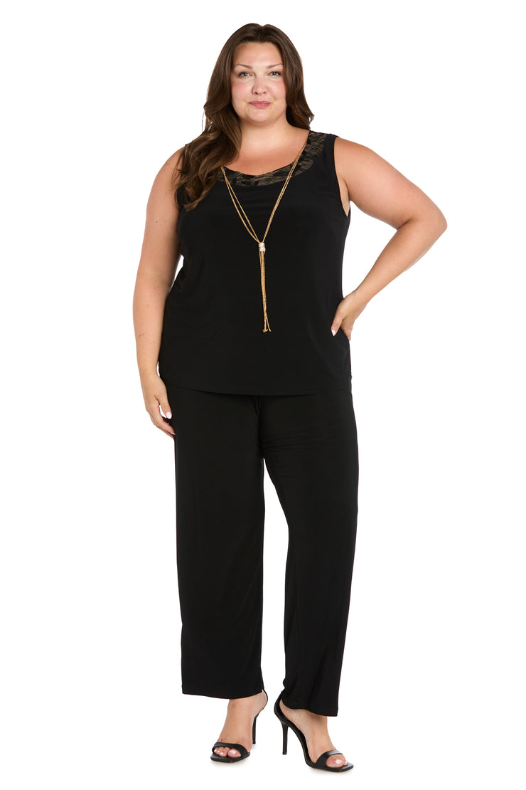 Floral Threadwork Pantsuit with Flair Bell Sleeves - Plus