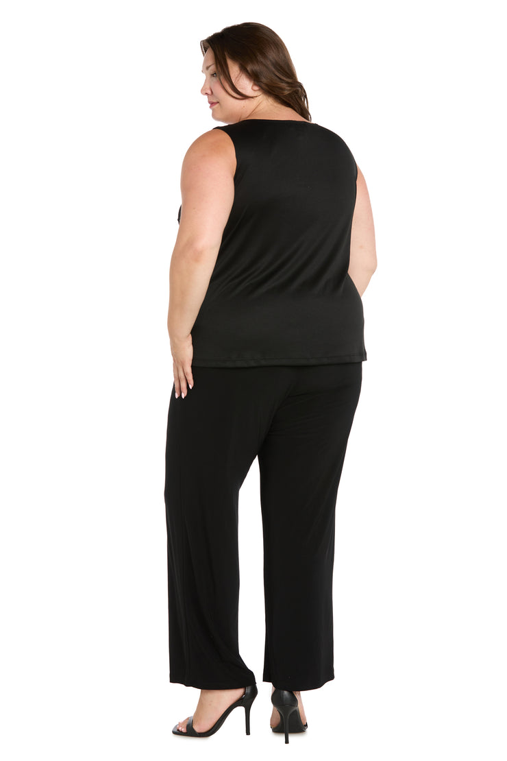 Floral Threadwork Pantsuit with Flair Bell Sleeves - Plus