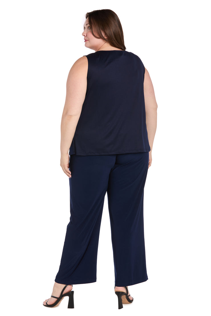 Floral Threadwork Pantsuit with Flair Bell Sleeves - Plus