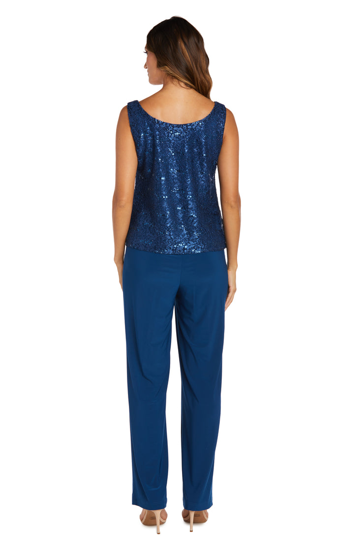 Metallic Lace Tank Top and Pant Set with Sheer Lace Jacket