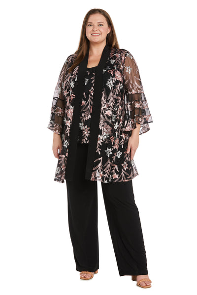 Embroidered Pantsuit with Flutter Sleeves - Plus