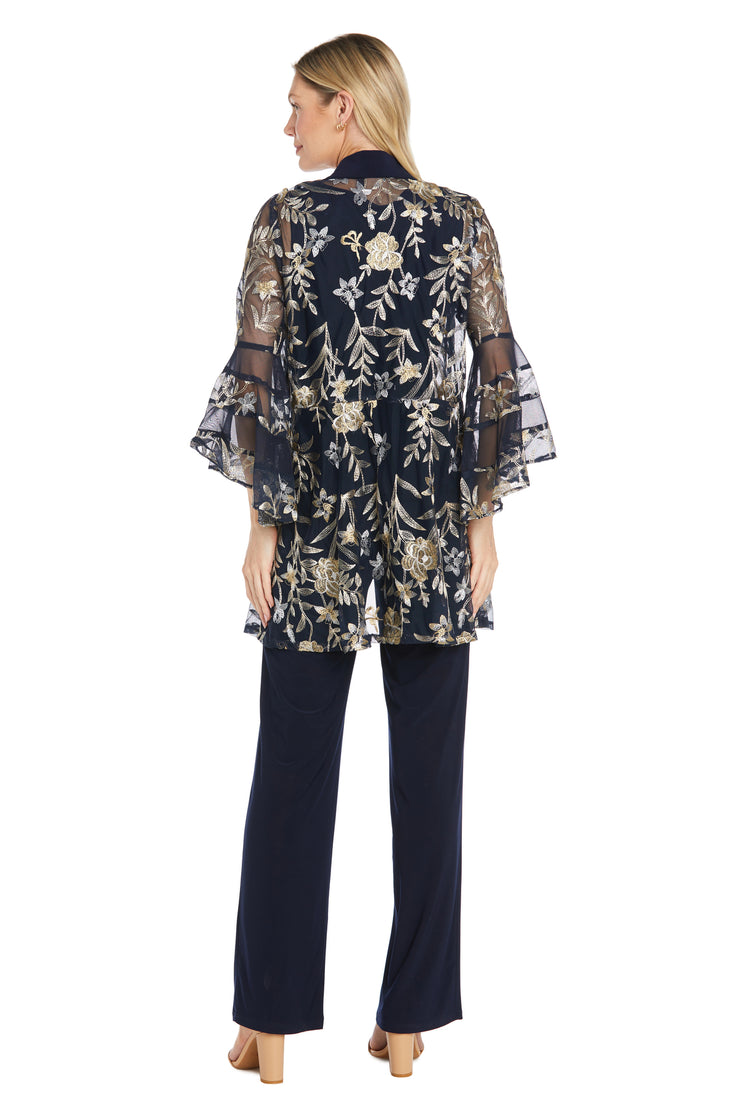 Embroidered Pantsuit with Flutter Sleeves