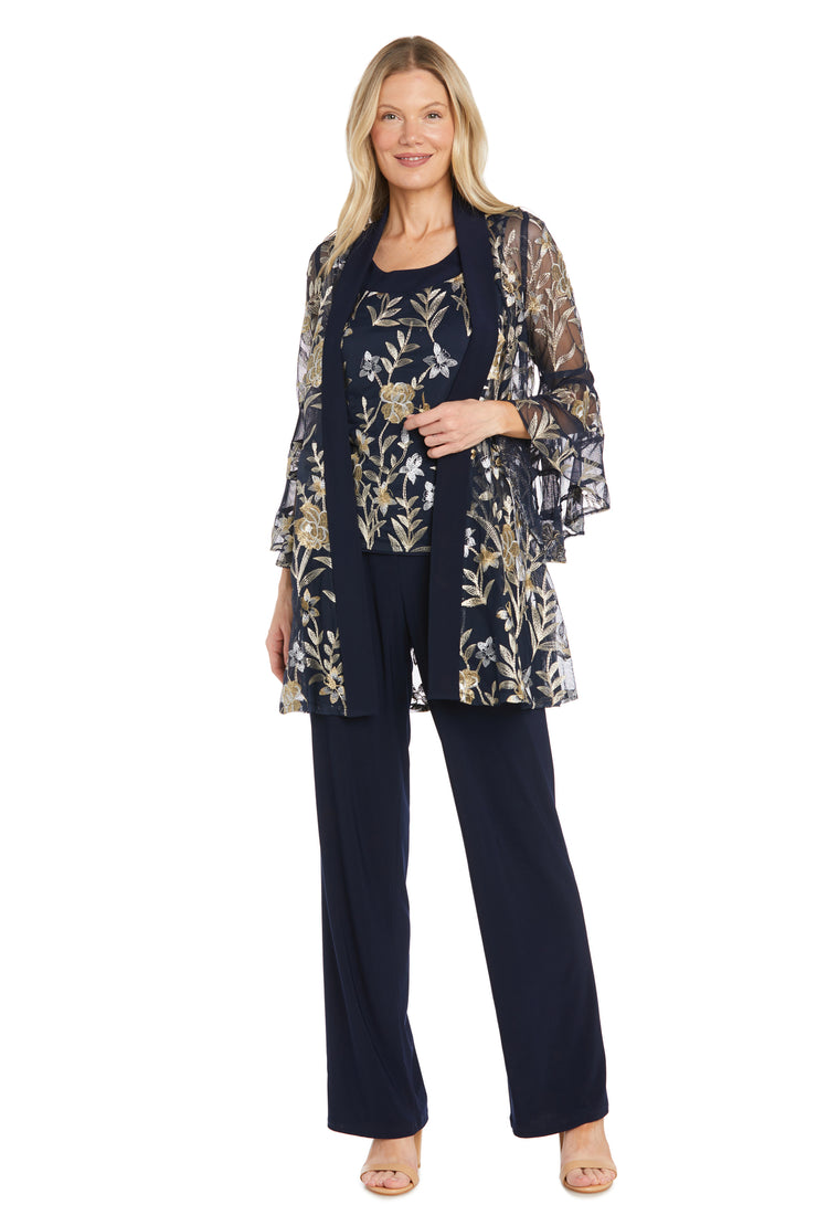 Embroidered Pantsuit with Flutter Sleeves