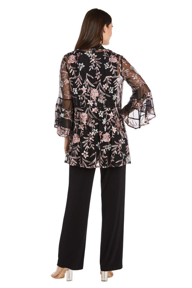 Embroidered Pantsuit with Flutter Sleeves