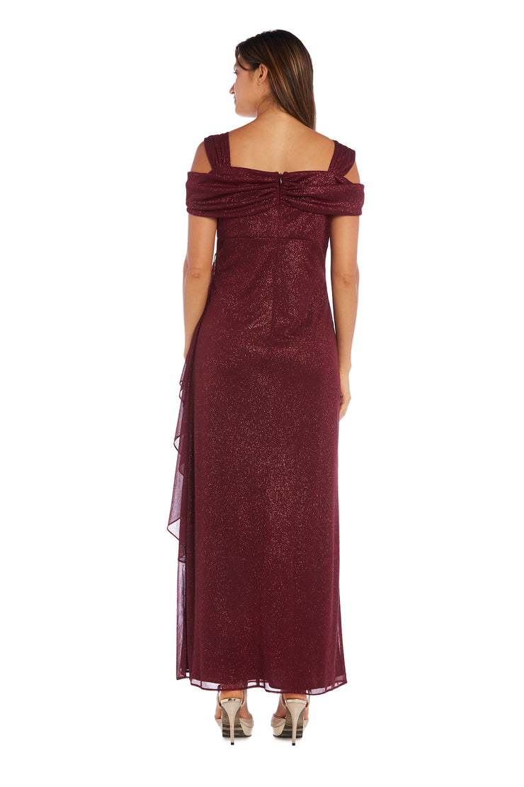 Long Empire Waist Chiffon Gown with Cowl Bodice