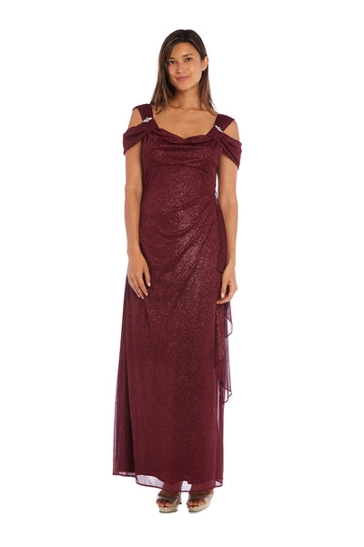 Long Empire Waist Chiffon Gown with Cowl Bodice