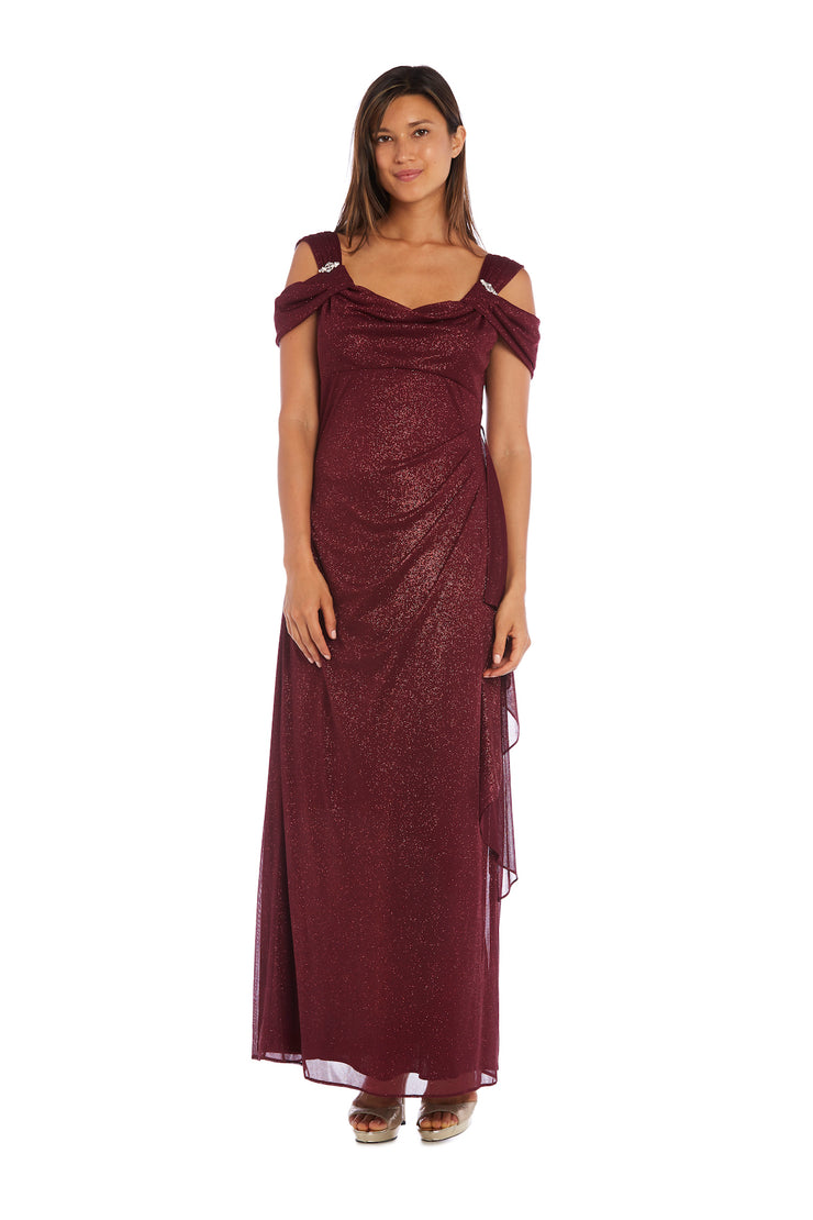 Long Empire Waist Chiffon Gown with Cowl Bodice