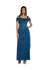 Long Empire Waist Chiffon Gown with Cowl Bodice