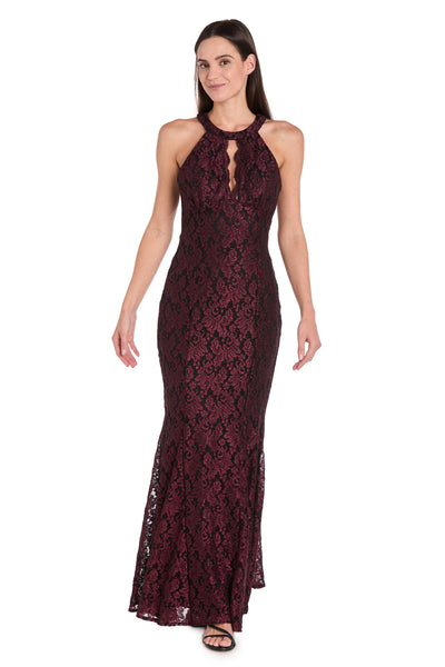 Long Glitter Lace Dress Black/Burgundy / 10 Long Glitter Lace Dress Black/Burgundy / 10