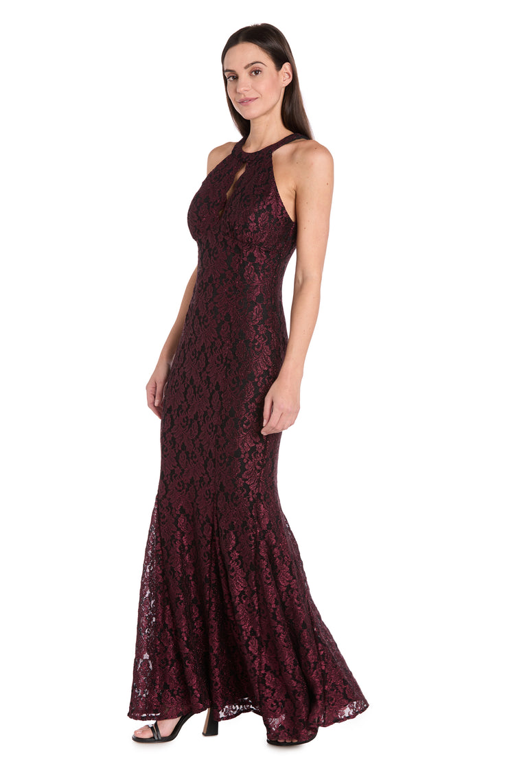 Long Glitter Lace Dress Black/Burgundy / 10 Long Glitter Lace Dress Black/Burgundy / 10