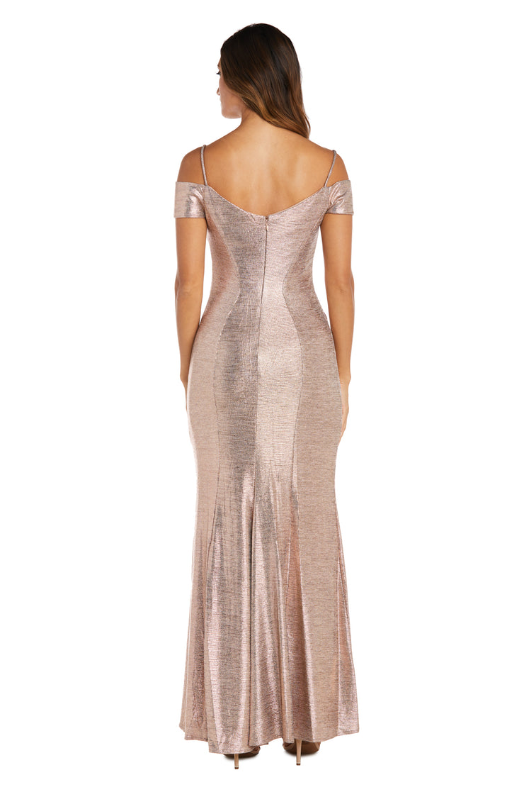 nightway rose gold sequin dress Long Shimmer Off the Shoulder Gown Champagne / 4 Evening gowns