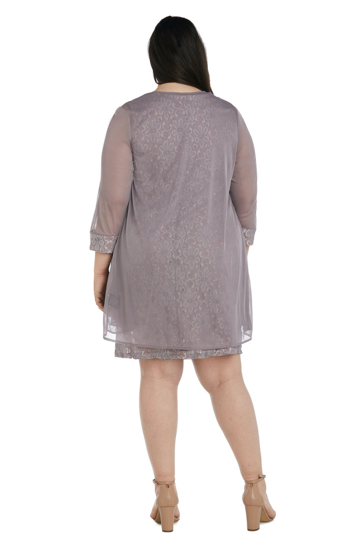 Lace Shift Dress with Pearl Embellishment - Plus