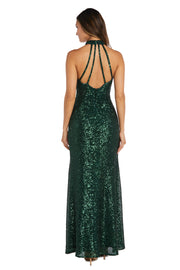 High Neck Sequined Evening Gown