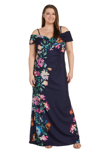 Off The Shoulder Printed Evening Gown - Plus