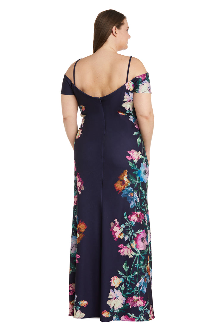 Off The Shoulder Printed Evening Gown - Plus