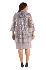 Two-Piece Sequin Swirl Jacket Dress  - Plus