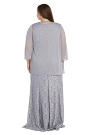 Evening Gown With Embellished Neckline and Flyaway Jacket - Plus