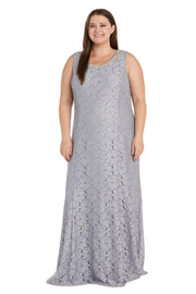 Evening Gown With Embellished Neckline and Flyaway Jacket - Plus