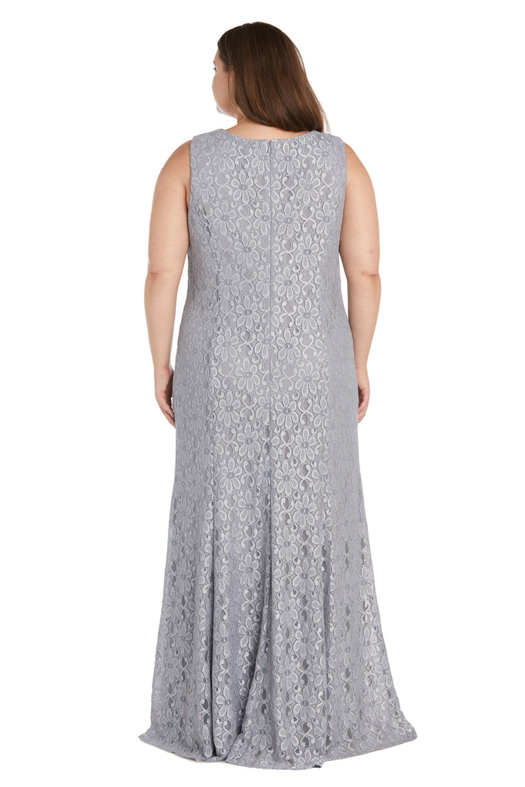 Evening Gown With Embellished Neckline and Flyaway Jacket - Plus