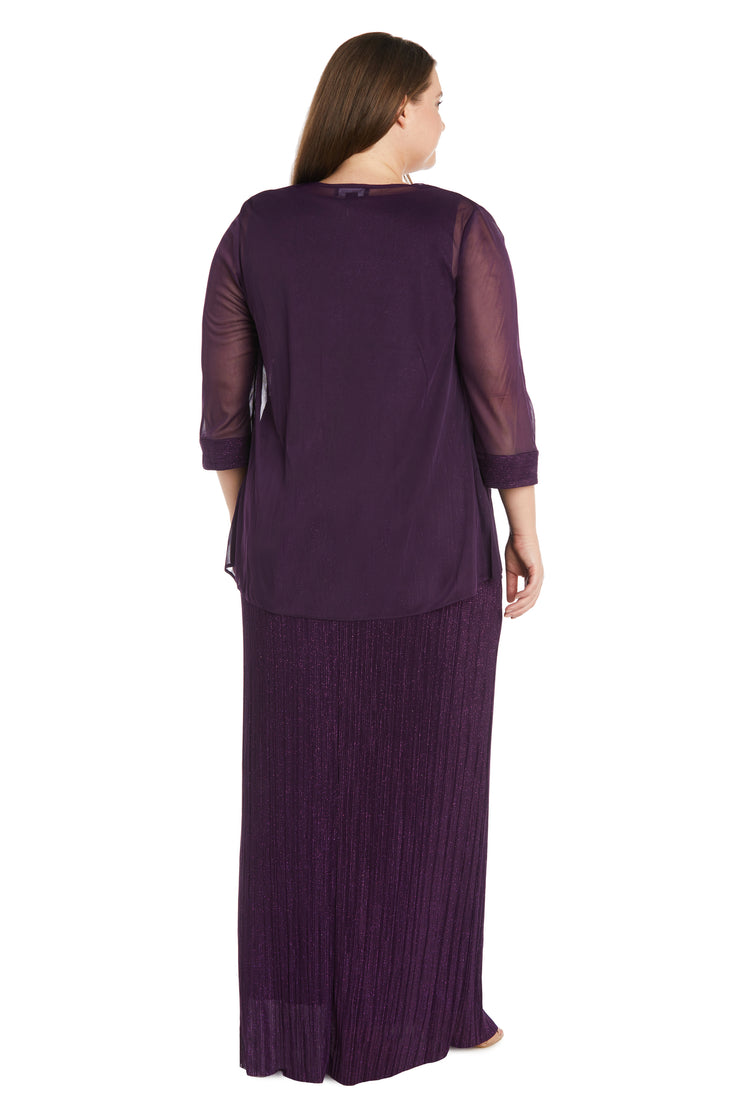 Flyaway 3/4 Sleeve Jacket Over Long Dress - Plus