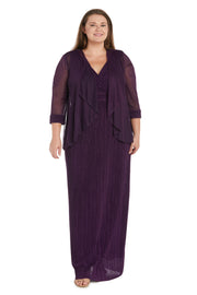 Flyaway 3/4 Sleeve Jacket Over Long Dress - Plus