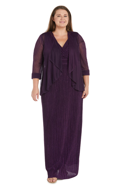 Flyaway 3/4 Sleeve Jacket Over Long Dress - Plus