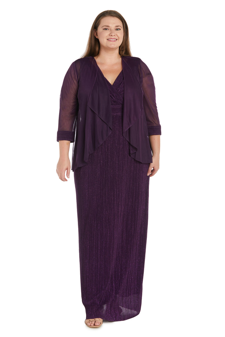 Flyaway 3/4 Sleeve Jacket Over Long Dress - Plus