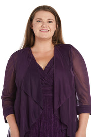 Flyaway 3/4 Sleeve Jacket Over Long Dress - Plus