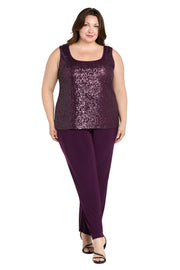 Beaded Jacket Set with Matching Pant - Plus