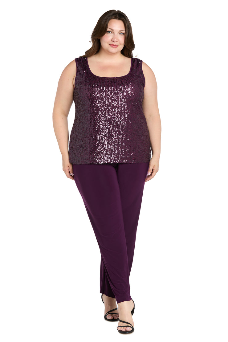 Beaded Jacket Set with Matching Pant - Plus