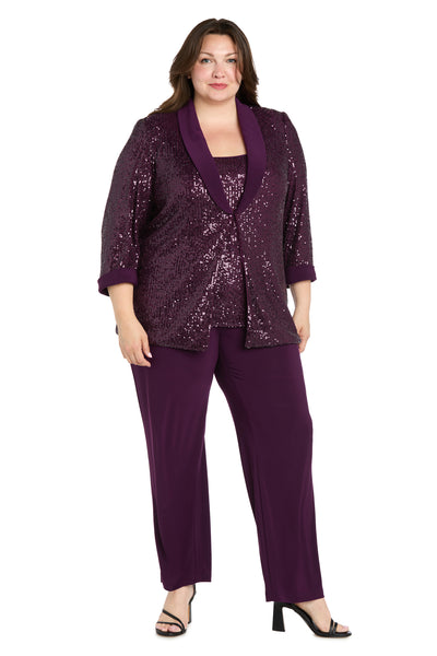 Beaded Jacket Set with Matching Pant - Plus