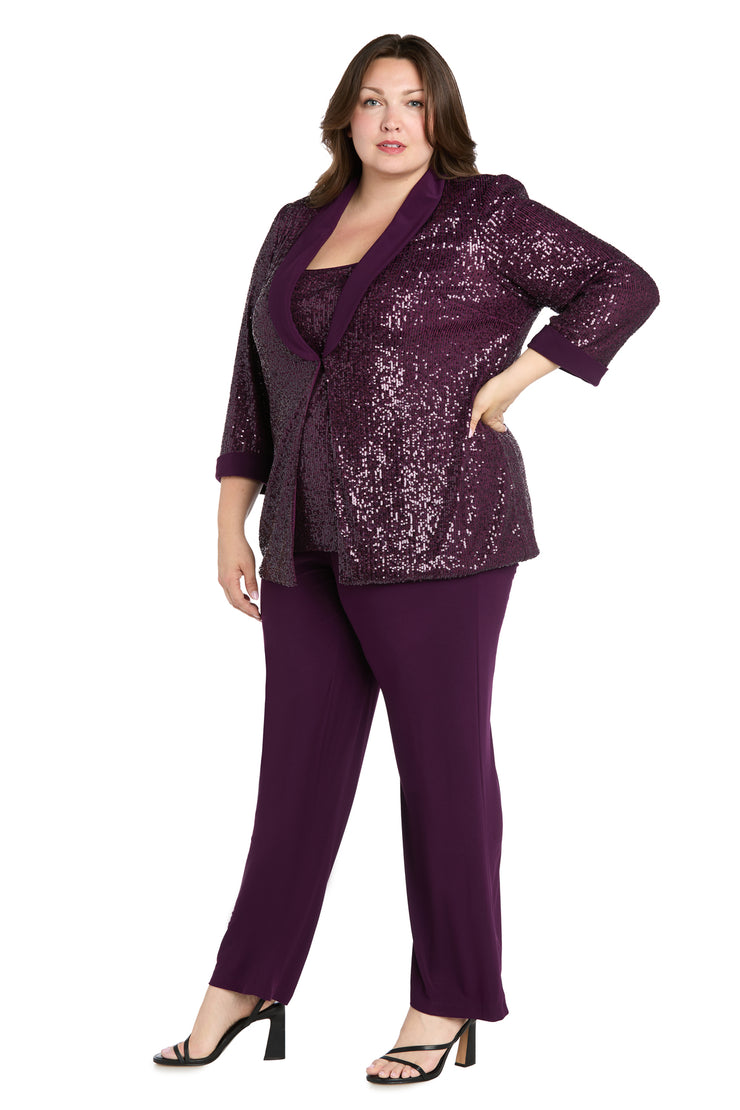 Beaded Jacket Set with Matching Pant - Plus