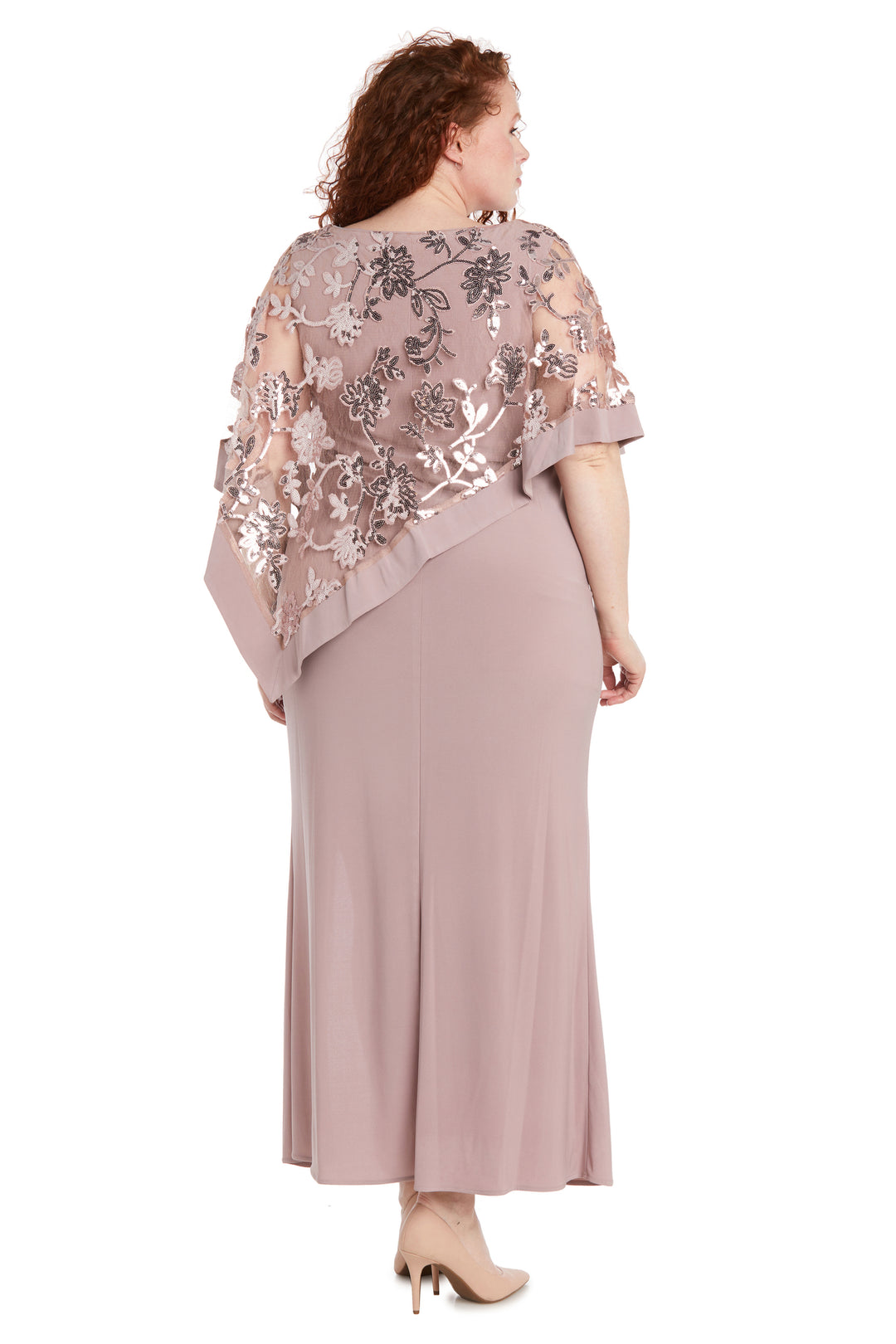 One Piece Sequin Lace Poncho over Sheath Dress - Plus – R&M Richards