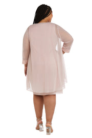 Two-Piece Flyaway Jacket Dress with Jewel Neckline - Plus