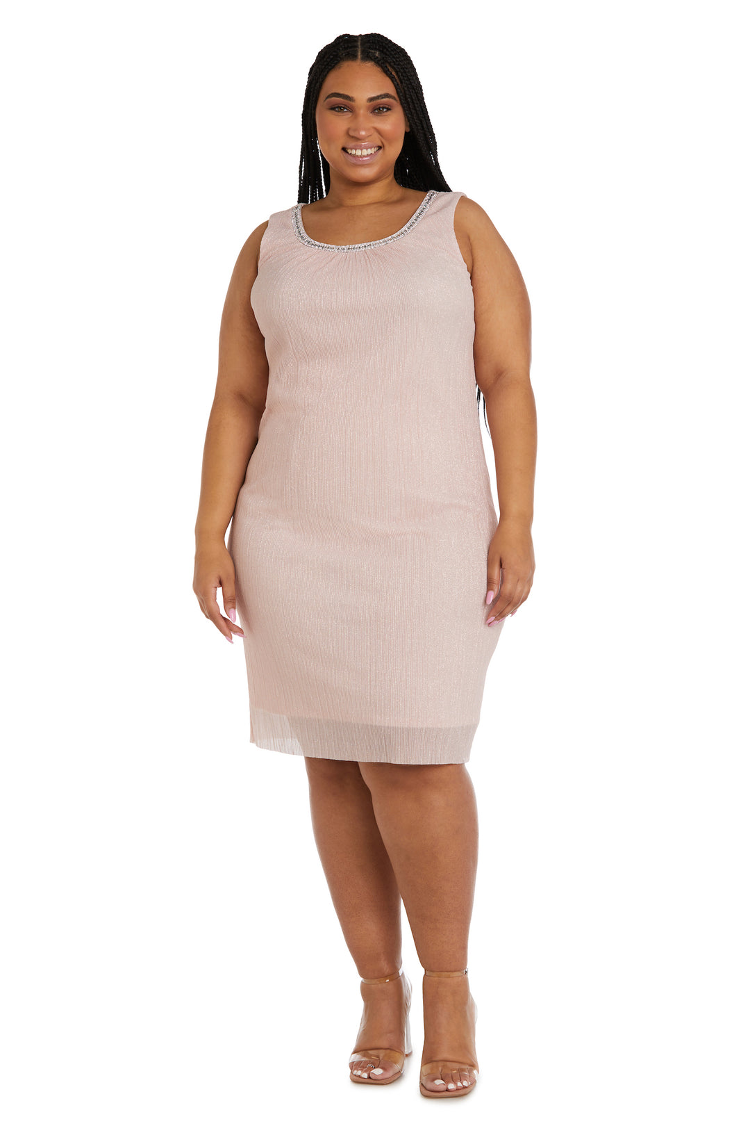 Two-Piece Flyaway Jacket Dress with Jewel Neckline - Plus – R&M