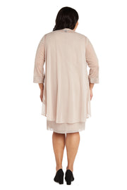 Two-Piece Flyaway Jacket Dress with Jewel Neckline - Plus