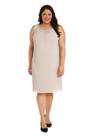 Two-Piece Flyaway Jacket Dress with Jewel Neckline - Plus