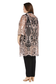 Sequined Embroidered Lace Pant Suit - Plus