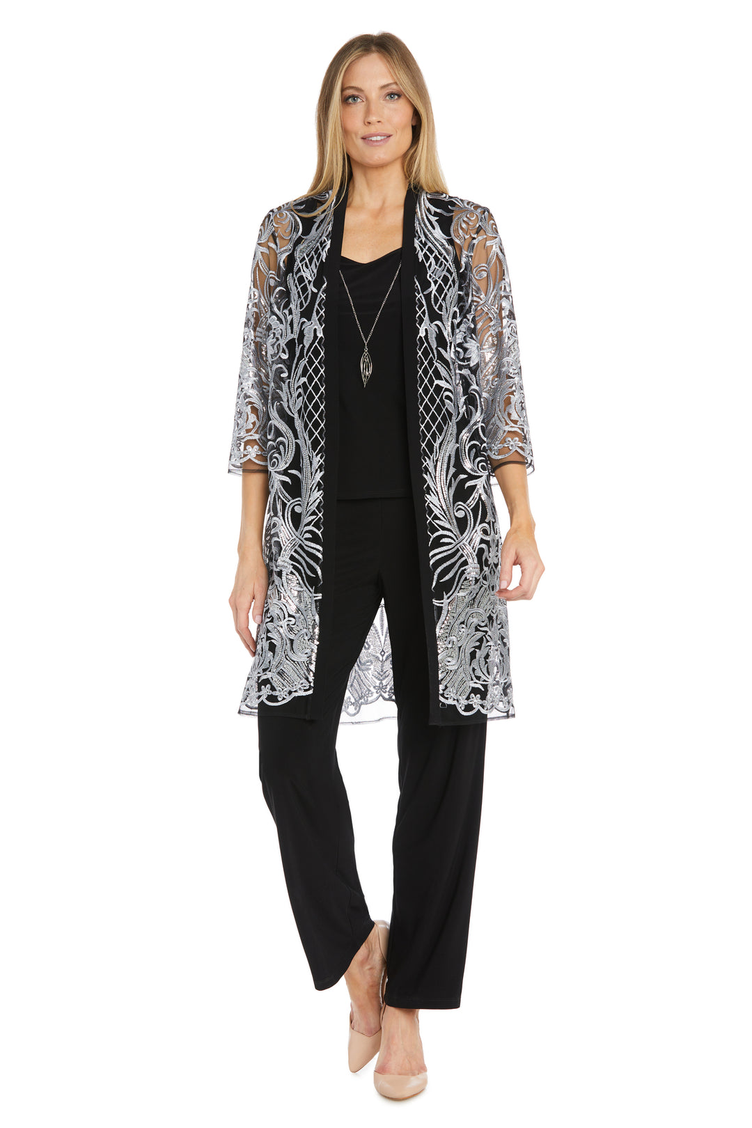 Sequined Embroidered Lace Pantsuit – R&M Richards
