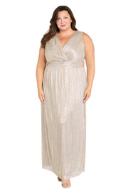 Two-Piece Cascade Front Jacket Over Surplice Bodice Long Dress - Plus
